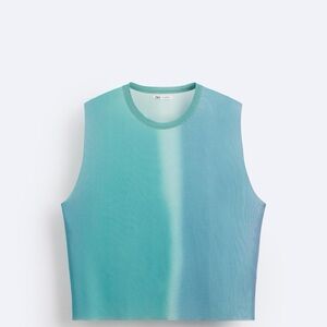 Zara Sleeveless Gradient Muscle Tee in Teal and Aqua